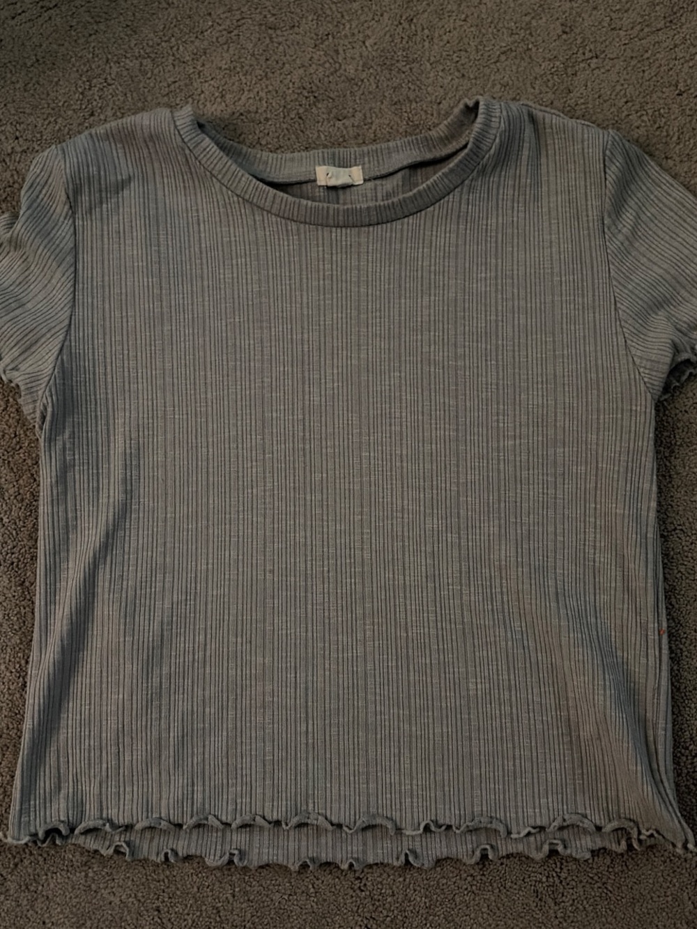 Garage Ribbed Short Sleeve Crewneck Top in Gray
